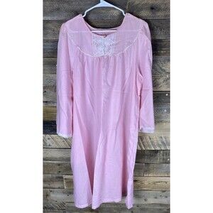 Vtg Dixie Belle Womens Sz L Pink Night Gown Hook & Loop Shoulder Fasteners